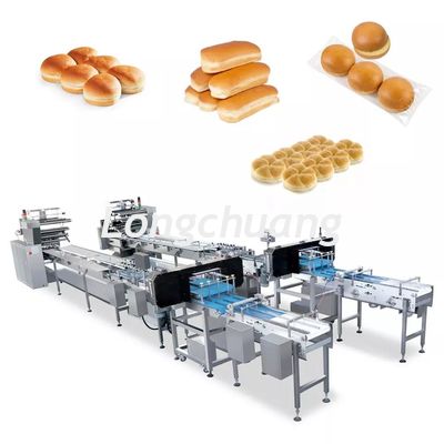 ποιότητας  Multifunction Bakery Food Automatic Feeding Line Burger Bun Hot Dog Hamburger Packaging Machine εργοστάσιο