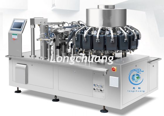 ποιότητας  High Speed 100BPM Rotary Automatic Vacuum Packaging Machine For Dried Meat Dumplings εργοστάσιο